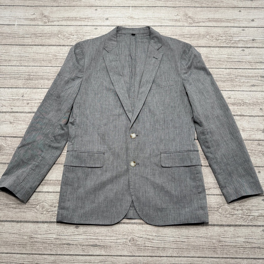 NEW J.Crew Blazer Mens 40R Gray Ludlow Somelos Stretch Woven Cotton Slim Unlined